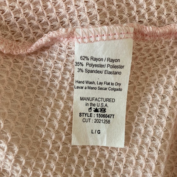 Coco and Main Blush Waffle Chiffon-Trim Tunic Large - Picture 5 of 5